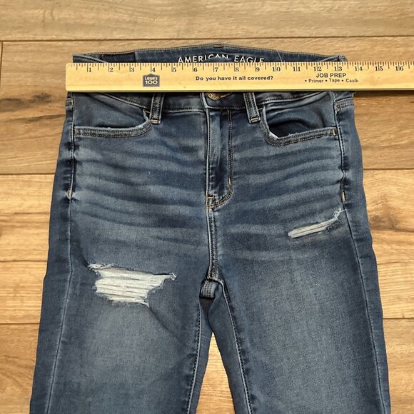 Women's American Eagle Jeans SZ 4 Hi-Rise Jegging Stretch Distressed Denim - Picture 4 of 13